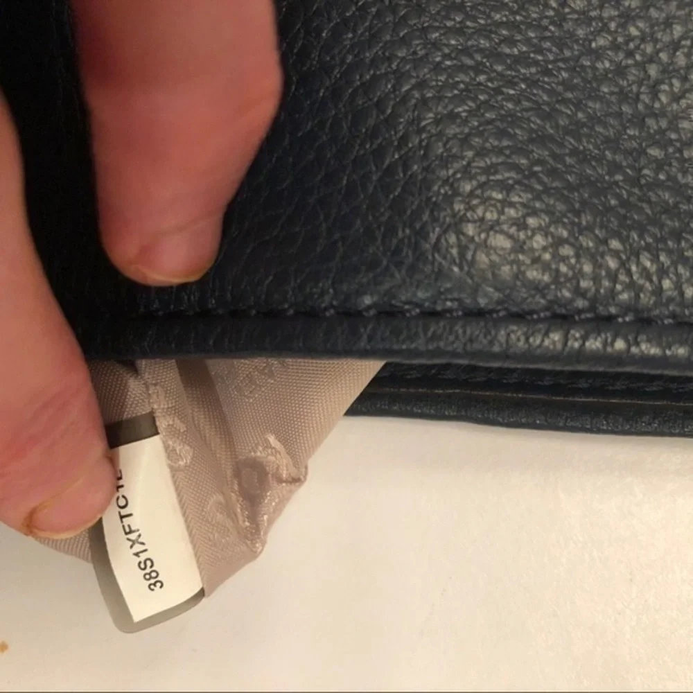 Michael kors blue leather crossbody messenger bag